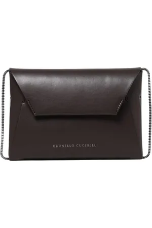 Brunello Cucinelli Väska, Dam, ONE Size, Läder, Mörk Läderkuvert Clutch