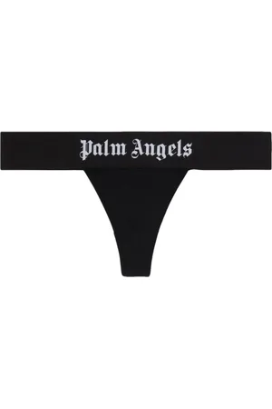 Palm Angels Underkläder, Dam, L, Bomull, Svart Trosa med Logotyp i Midjebandet