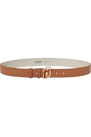 Liu Jo Accessoarer, Dam, M, Läder, Bronsfärgad Logospänne Läderbälte
