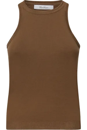 Max Mara Stickade tröjor & koftor, Dam, S, Brun Hatt Halsringad Ribbstickad Hem Topp