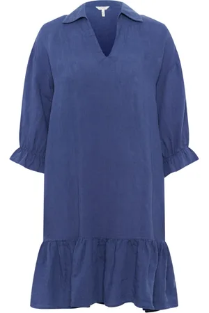 Part Two Klänning, Dam, 4Xl, Linne, Feminin Klänning med Volangkant