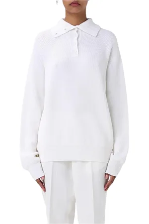 Fabiana Filippi Sweatshirts & Hoodies, Dam, XS, Bomull, Elegant Ribbstickad Polo Sweater