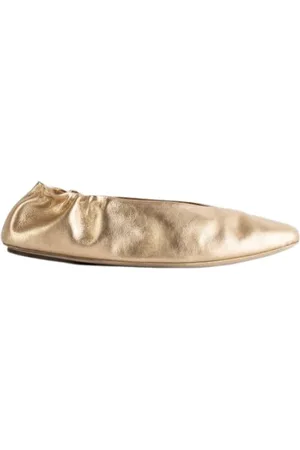MARSÈLL Skor, Dam, 36 EU, Läder, Guld Läder Ballerina Elastisk Häl