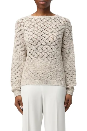 ELEVENTY Stickade tröjor & koftor, Dam, M, Diamantmönstrad Pullover Sweater