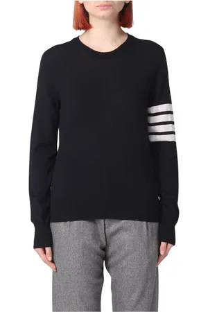 Thom Browne Stickade tröjor & koftor, Dam, S, Randig Crew Neck Ulltröja
