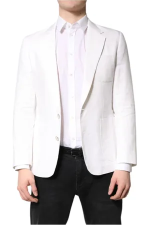 Dolce & Gabbana Kostym, Herr, M, Bomull, Vit Enkelknäppt Blazer Bomullsfoder