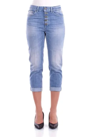 Dondup Jeans, Dam, W27, Bomull, Blå Jeans med Logga och Fickor
