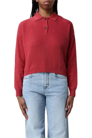 Brunello Cucinelli Stickade tröjor & koftor, Dam, L, Bomull, Räfflad Stickad Polo Sweater