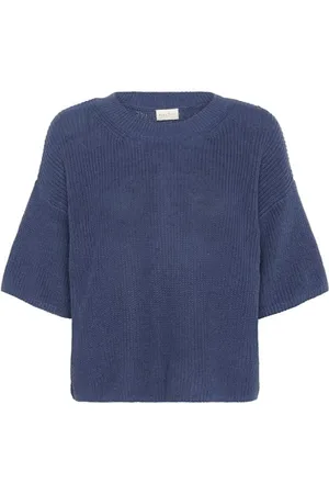 Part Two Stickade tröjor & koftor, Dam, S, Bomull, Havsblå Linne Bomull Sweatshirt