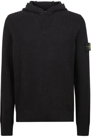 Stone Island Stickade tröjor & koftor, Herr, L, Bomull, Hoodie med Avtagbar Logotyp