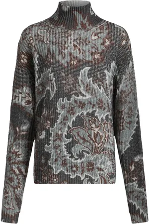 Etro Stickade tröjor & koftor, Dam, S, Blå Paisley Mönstrad Ulltröja