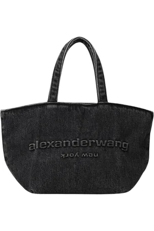 Alexander Wang Väska, Dam, ONE Size, Denim, Grå Denim Tote med präglat logotyp