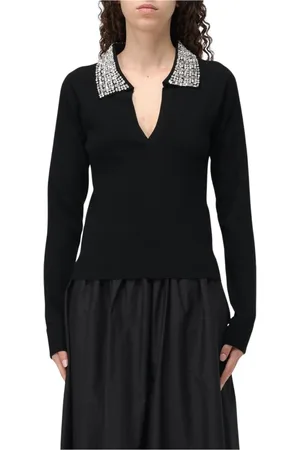 Liu Jo Stickade tröjor & koftor, Dam, M, Lyxig Svart Turtleneck Sweater