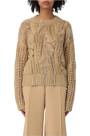 ERMANNO SCERVINO Stickade tröjor & koftor, Dam, L, Bomull, Lyxig Cable Stickad Tröja