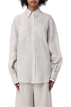 Brunello Cucinelli Blusar & Skjortor , Dam, L, Linne, Oversized Linneskjorta