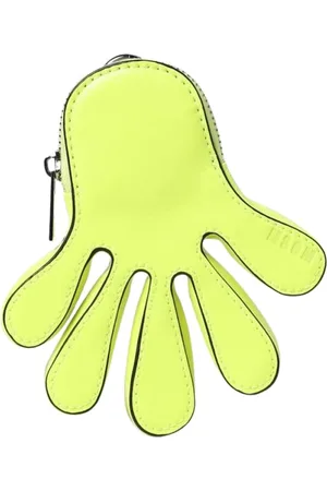 Msgm Accessoarer, Herr, ONE Size, Läder, Neon Gul Handformad Myntväska