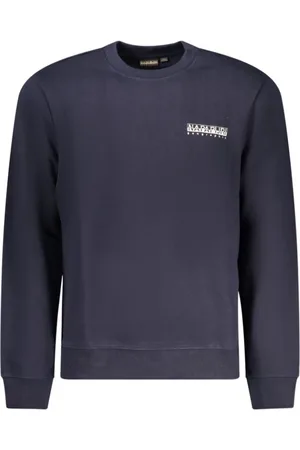 Napapijri Sweatshirts & Hoodies, Herr, L, Bomull, Blå Bomullssweatshirt med Logotyptryck