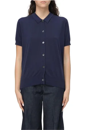 Aspesi Stickade tröjor & koftor, Dam, S, Navy Stickad Polo Tröja Kvinnor