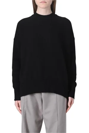 Jil Sander Stickade tröjor & koftor, Dam, S, Svart Merinoull Crew Neck Sweater