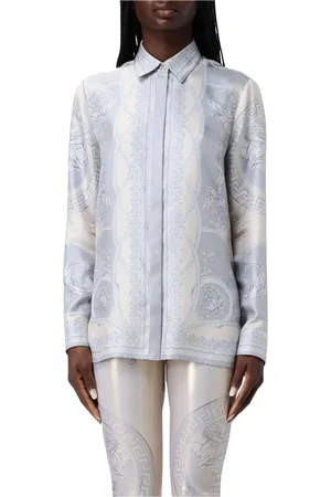 VERSACE Blusar & Skjortor , Dam, M, Elegant Barock Silkeskjorta