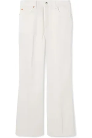 Gucci Byxor, Dam, W28, Bomull, Vita Crop Flare Byxor