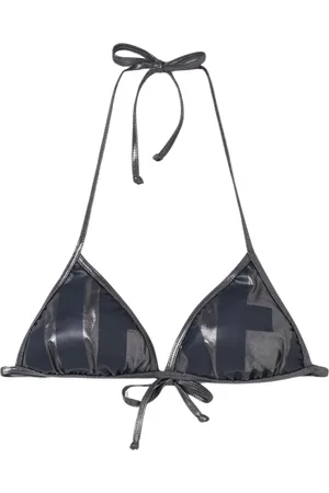 Diesel Badkläder, Dam, XS, Svart Metallisk Triangel Bikini Topp