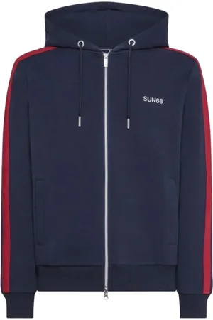 sun68 Sweatshirts & Hoodies, Herr, L, Bomull, Heritage Cotton Hoodie med Zip Stripe