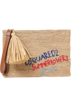Dsquared2 Väska, Dam, ONE Size, Läder, Broderad Logga Halm Clutch