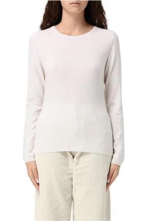 Allude Stickade tröjor & koftor, Dam, L, Vit Cashmere Crew Neck Sweater