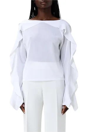 Alberta Ferretti Stickade tröjor & koftor, Dam, S, Vit Kabelstickad Ulltröja
