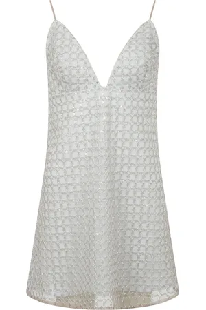 ROTATE Klänning, Dam, M, Polyester, Paljett Mesh Klänning med Avtagbara Band