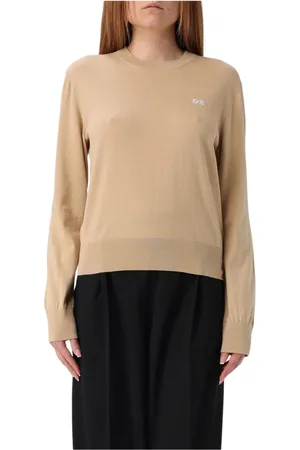 Dsquared2 Stickade tröjor & koftor, Dam, M, Bomull, Vit Bomull Crew Neck Sweater