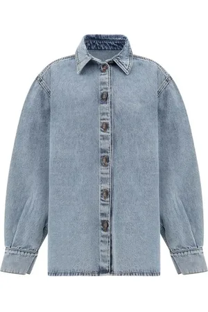 MAGDA BUTRYM Blusar & Skjortor , Dam, S, Bomull, Vintage Bomull Denim Flared Hem Skjorta