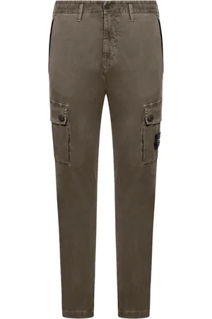 Stone Island Byxor, Herr, W32, Bomull, Gröna Slim Fit Bomullbyxor