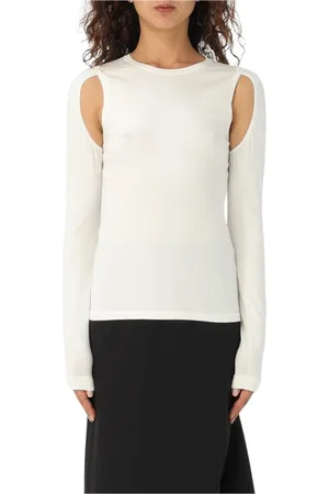 Helmut Lang Topp, Dam, M, Vit Cutout Skulder Sweater Top