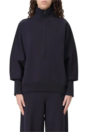 Max Mara Stickade tröjor & koftor, Dam, L, Blå Stickad HalfZip Tröja