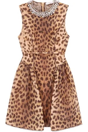 ZIMMERMANN Klänning, Dam, L, Polyester, Animalier Linen Silk Mini Dress