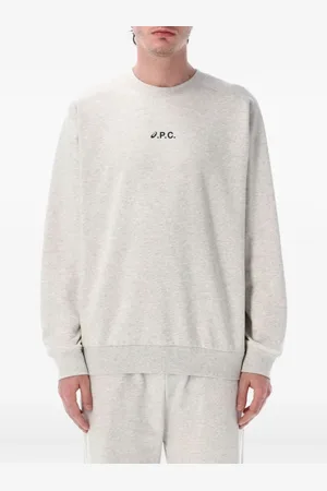 A.P.C. Sweatshirts & Hoodies, Herr, L, Bomull, Grå Crewneck Sweatshirt med Asics Logo