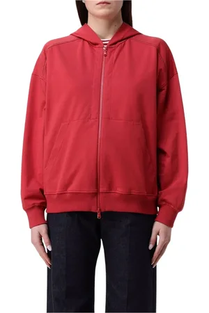 Brunello Cucinelli Sweatshirts & Hoodies, Dam, XS, Bomull, Röd ZipUp Hoodie Avslappnad Passform