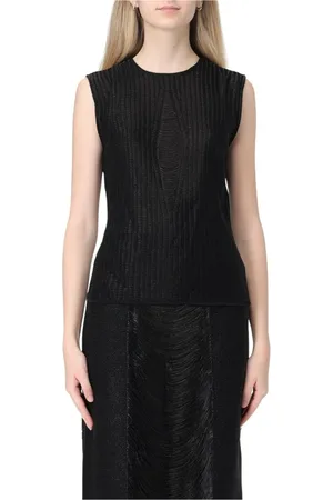 Alexander McQueen Stickade tröjor & koftor, Dam, S, Svart Textured Stickad Ärmlös Topp