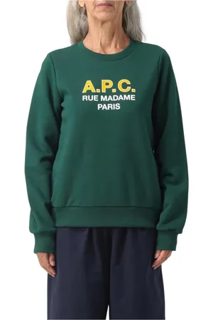 A.P.C. Sweatshirts & Hoodies, Dam, S, Bomull, Grön Sweatshirt Rue Madame Paris