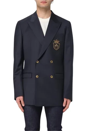 Dolce & Gabbana Kostym, Herr, XL, Blå Blazer med Broderat Vapensköld