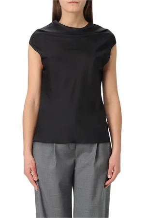 Serafini Topp, Dam, XL, Elegant Svart Kortärmad Topp