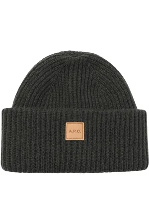 A.P.C. Accessoarer, Dam, S, Grön Ribbstickad Mössa
