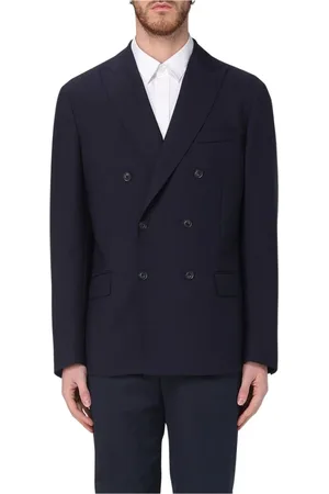 FAY Kostym, Herr, 2Xl, Klassisk Dubbelknäppt Blå Blazer
