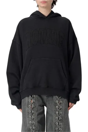 ROTATE Sweatshirts & Hoodies, Dam, M, Svart Broderad Hoodie för Kvinnor