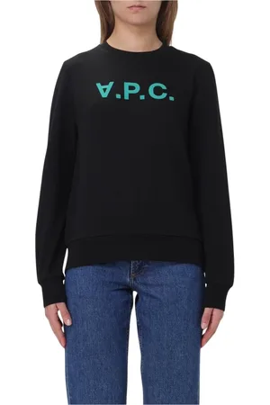 A.P.C. Sweatshirts & Hoodies, Dam, S, Bomull, Svart Logo Sweatshirt för Kvinnor