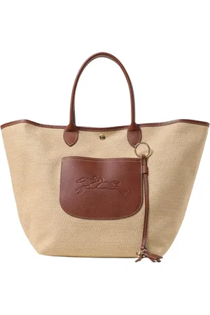 Longchamp Väska, Dam, ONE Size, Läder, Grön Straw Tote Väska
