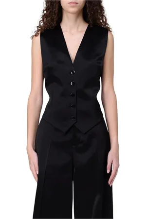 Serafini Jacka, Dam, S, Polyester, Elegant Svart Satin Väst