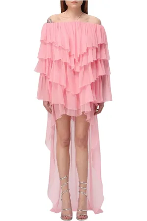 BLUMARINE Klänning, Dam, S, Chiffong, Elegant Rosa High-Low Klänning